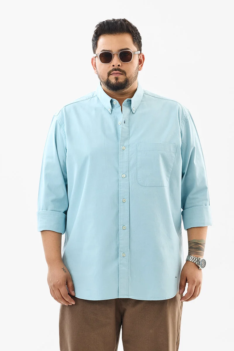 سنيتش Regular Fit Cotton Light Blue Plus Size Shirt